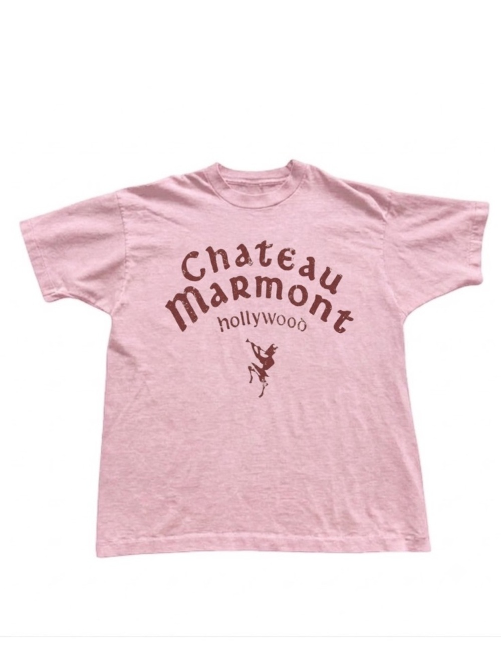 Chateau Marmont Hollywoo Graphic Tee, Classic Gildan Pink T-Shirt